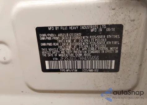 2017 Subaru Forester 2.0Xt Touring z USA, uszkodzony, nr VIN JF2SJGTC7HH455656